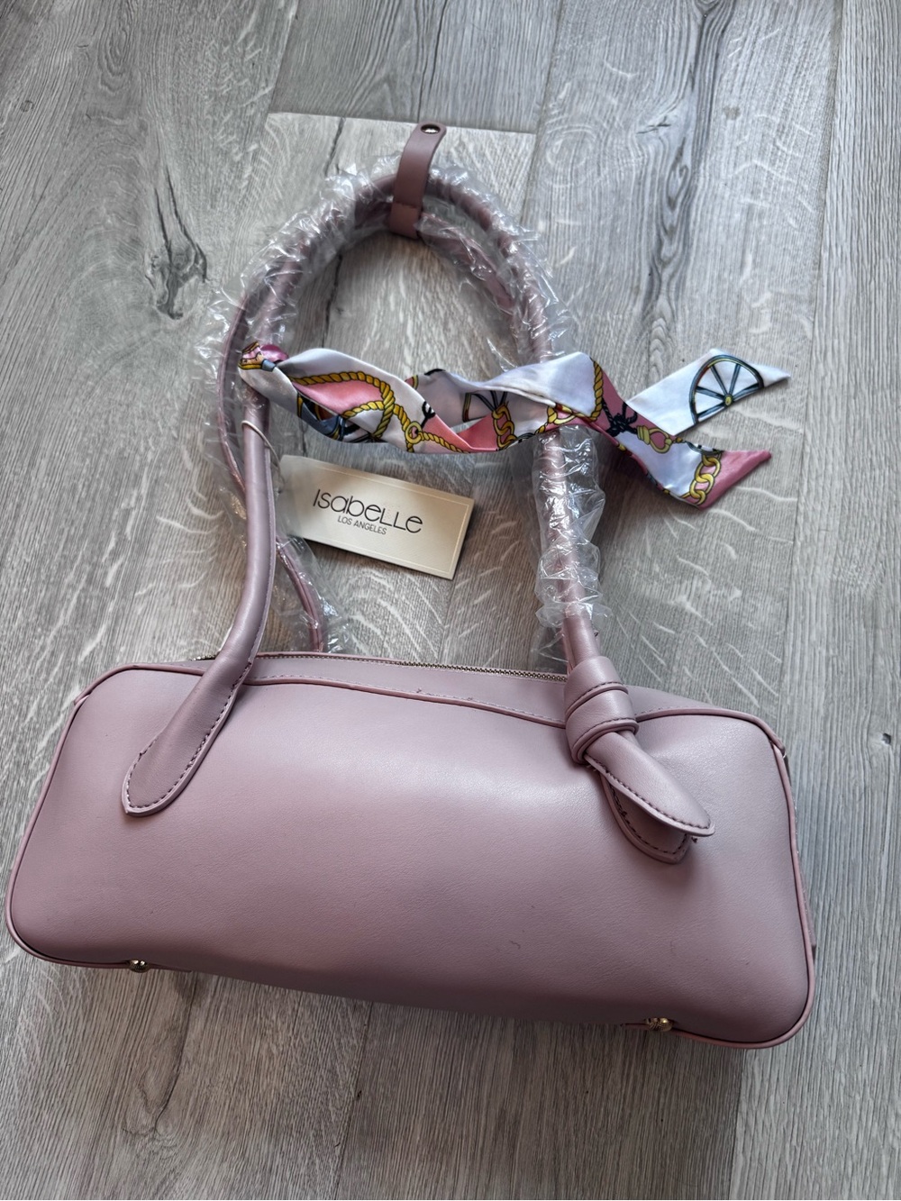 Isabelle Los Angeles Pink Vegan Shoulder Bag NWT Scarf Detail